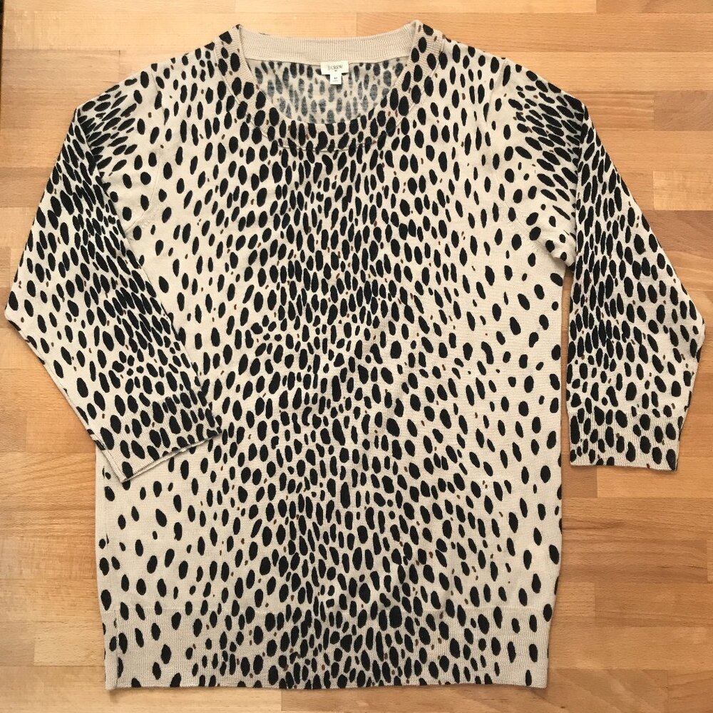 J. Crew Leopard Print Wool Sweater Animal Print Crew Neck